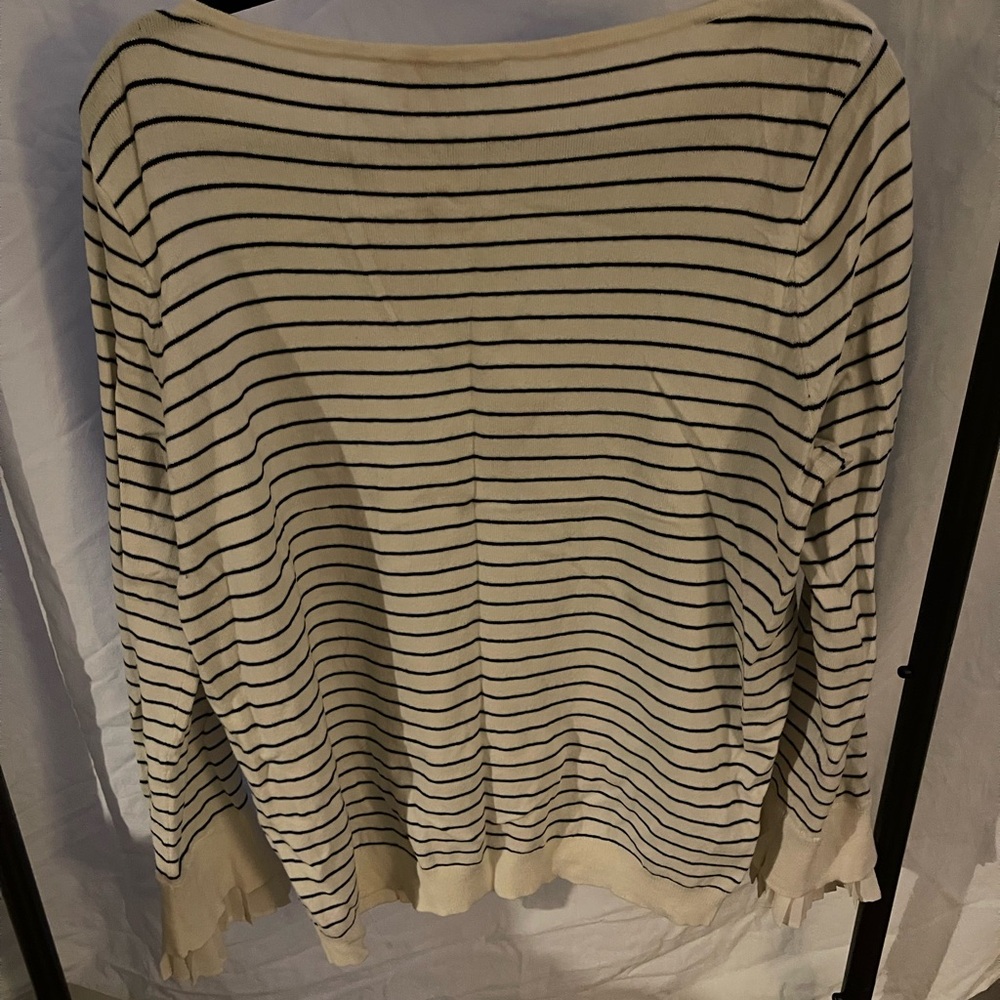 LOFT Black and Cream Striped Top - Picture 3 of 3